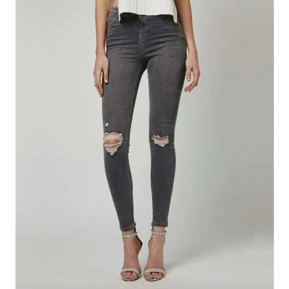 Topshop Denim - 2/$30 TOPSHOP Jamie Moto Gray Jeans Size W26 Skinny Jeans Stretch Distress Knee